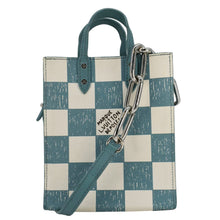 Load image into Gallery viewer, LOUIS VUITTON Sac Plat XS Damier Checkerboard Leather Crossbody Bag Turquoise