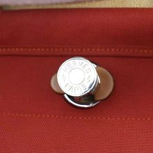 Load image into Gallery viewer, HERMES HerbagTote Shoulder Bag Canvas/Leather Red/brown  with slip botton