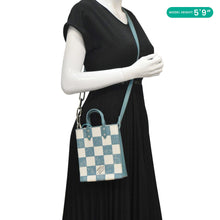 Load image into Gallery viewer, LOUIS VUITTON Sac Plat XS Damier Checkerboard Leather Crossbody Bag Turquoise