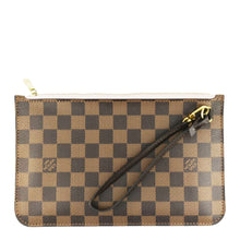 Load image into Gallery viewer, LOUIS VUITTON Neverfull Pochette Damier Ebene Wristlet Pouch Rose Ballerine