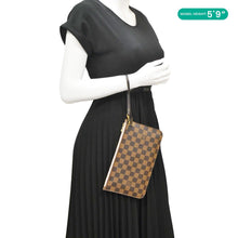 Load image into Gallery viewer, LOUIS VUITTON Neverfull Pochette Damier Ebene Wristlet Pouch Rose Ballerine