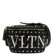 Load image into Gallery viewer, VALENTINO VLTN Rockstud Spike Quilted Leather Bum Bag Black front look