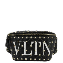 Load image into Gallery viewer, VALENTINO VLTN Rockstud Spike Quilted Leather Bum Bag Blackfront side