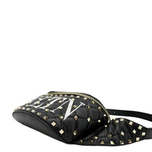 Load image into Gallery viewer, VALENTINO VLTN Rockstud Spike Quilted Leather Bum Bag Black corner look