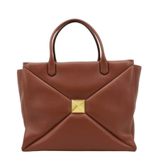 Load image into Gallery viewer, VALENTINO GARAVANI One Stud Tote Bag Chestnut Brown front side