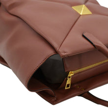 Load image into Gallery viewer, VALENTINO GARAVANI One Stud Tote Bag Chestnut Brown corner side