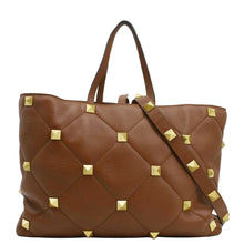 Load image into Gallery viewer, VALENTINO Large Roman Stud Tote Bag Saddle Brown