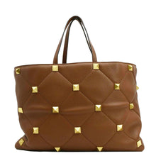Load image into Gallery viewer, VALENTINO Large Roman Stud Tote Bag Saddle Brown