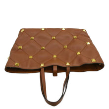 Load image into Gallery viewer, VALENTINO Large Roman Stud Tote Bag Saddle Brown