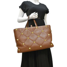 Load image into Gallery viewer, VALENTINO Large Roman Stud Tote Bag Saddle Brown