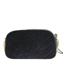 Load image into Gallery viewer, GUCCI GG Marmont Small Matelasse Deer Embroidered Velvet Camera Bag Black 447632