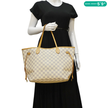 Load image into Gallery viewer, LOUIS VUITTON Neverfull MM Damier Azur Shoulder Bag White