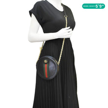 Load image into Gallery viewer, GUCCI Ophidia Mini GG Round Web Leather Crossbody Bag Black 550618