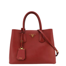 Load image into Gallery viewer, PRADA Double Handle Medium Saffiano Leather Tote Shoulder Bag Red