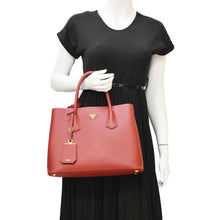 Load image into Gallery viewer, PRADA Double Handle Medium Saffiano Leather Tote Shoulder Bag Red