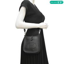 Load image into Gallery viewer, HERMES Evelyne TPM Clemence Leather Crossbody Bag Black