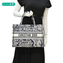 Load image into Gallery viewer, CHRISTIAN DIOR Dioriviera Book Medium Toile De Jouy Reverse Embroidery Tote Blue