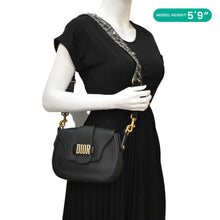 Load image into Gallery viewer, CHRISTIAN DIOR D Fence Calfskin Leather Saddle Bag Black