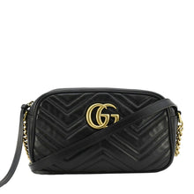 Load image into Gallery viewer, GUCCI GG Marmont Small Matelasse Chevron Leather Camera Bag Black 447632