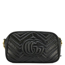 Load image into Gallery viewer, GUCCI GG Marmont Small Matelasse Chevron Leather Camera Bag Black 447632