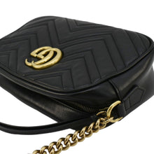 Load image into Gallery viewer, GUCCI GG Marmont Small Matelasse Chevron Leather Camera Bag Black 447632