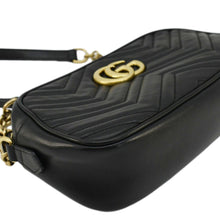 Load image into Gallery viewer, GUCCI GG Marmont Small Matelasse Chevron Leather Camera Bag Black 447632