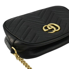 Load image into Gallery viewer, GUCCI GG Marmont Small Matelasse Chevron Leather Camera Bag Black 447632