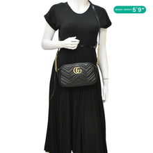 Load image into Gallery viewer, GUCCI GG Marmont Small Matelasse Chevron Leather Camera Bag Black 447632