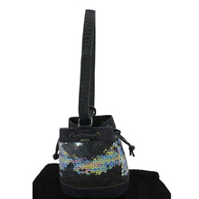Load image into Gallery viewer, CHANEL Sequin Denim Small Drawstring Bucket Bag Blue