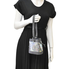 Load image into Gallery viewer, CHANEL Sequin Denim Small Drawstring Bucket Bag Blue