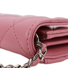Load image into Gallery viewer, Chanel Classic Mini Flap Quilted Lambskin Leather Card Holder On Chain Pink