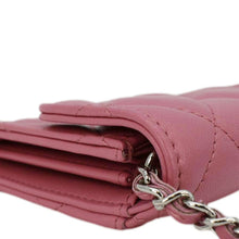 Load image into Gallery viewer, Chanel Classic Mini Flap Quilted Lambskin Leather Card Holder On Chain Pink