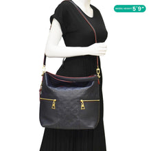 Load image into Gallery viewer, LOUIS VUITTON Melie Monogram Empreinte Leather Hobo Shoulder Bag Navy Blue