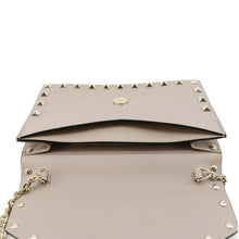 Load image into Gallery viewer, VALENTINO Rockstud Envelope Leather Chain Crossbody Bag Taupe