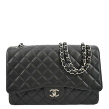 Load image into Gallery viewer, CHANEL Classic Maxi Single Flap Quilted Caviar Leather Shoulder Bag Black