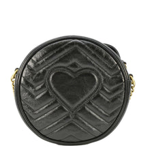 Load image into Gallery viewer, GUCCI GG Marmont Mini Round Leather Crossbody Bag Black 550154