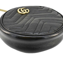 Load image into Gallery viewer, GUCCI GG Marmont Mini Round Leather Crossbody Bag Black 550154