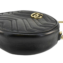 Load image into Gallery viewer, GUCCI GG Marmont Mini Round Leather Crossbody Bag Black 550154