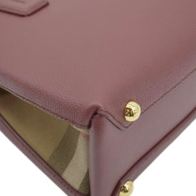Load image into Gallery viewer, BURBERRY Banner Small House Check Leather Tote Bag Maroon