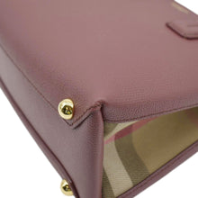 Load image into Gallery viewer, BURBERRY Banner Small House Check Leather Tote Bag Maroon