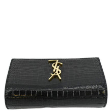 Load image into Gallery viewer, YVES SAINT LAURENT Kate Crocodile Embossed Leather Belt Bag Black