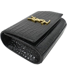 Load image into Gallery viewer, YVES SAINT LAURENT Kate Crocodile Embossed Leather Belt Bag Black