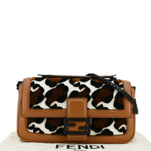 Load image into Gallery viewer, FENDI Baguette Mini Leopard Print Calf Leather Shoulder Bag Brown