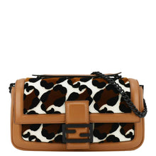 Load image into Gallery viewer, FENDI Baguette Mini Leopard Print Calf Leather Shoulder Bag Brown