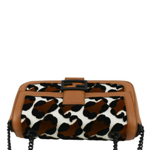 Load image into Gallery viewer, FENDI Baguette Mini Leopard Print Calf Leather Shoulder Bag Brown