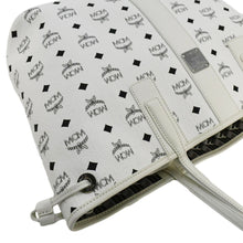 Load image into Gallery viewer, MCM Reversible Liz Medium Visetos Canvas Shopper Tote Bag White
