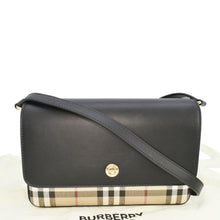 Load image into Gallery viewer, BURBERRY Hampshire Vintage Check Leather Crossbody Bag Black