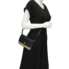 Load image into Gallery viewer, BURBERRY Hampshire Vintage Check Leather Crossbody Bag Black