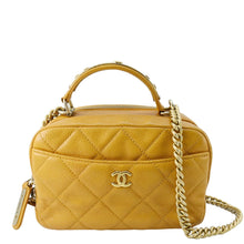 Load image into Gallery viewer, CHANEL Carry Around Mini Quilted Caviar Leather Bowling Bag Yellow