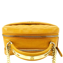 Load image into Gallery viewer, CHANEL Carry Around Mini Quilted Caviar Leather Bowling Bag Yellow